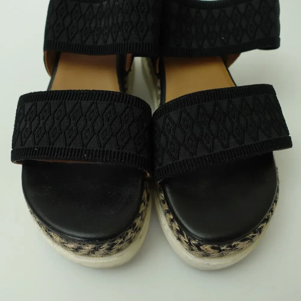 A/Anthropologie Womens Elastic Platform Slingback Sandals Black Multi EU 39 US 8